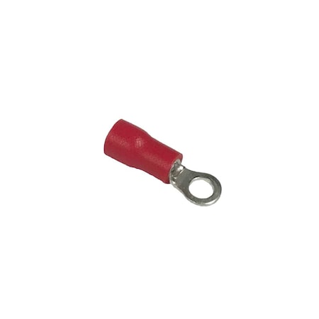 Ring Terminals, PVC Insulated, 16-22 AWG Gauge Wire, #6 Stud Size, Red, 10 PK